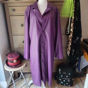 Suicide squad Purple faux crocodile, leather Jared Leto Joker long trench coat